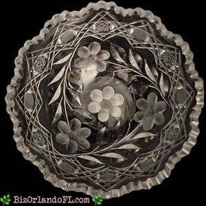 VINTAGE: Antique American Brilliant Period Cut Crystal Decorative Oval Bowl RARE